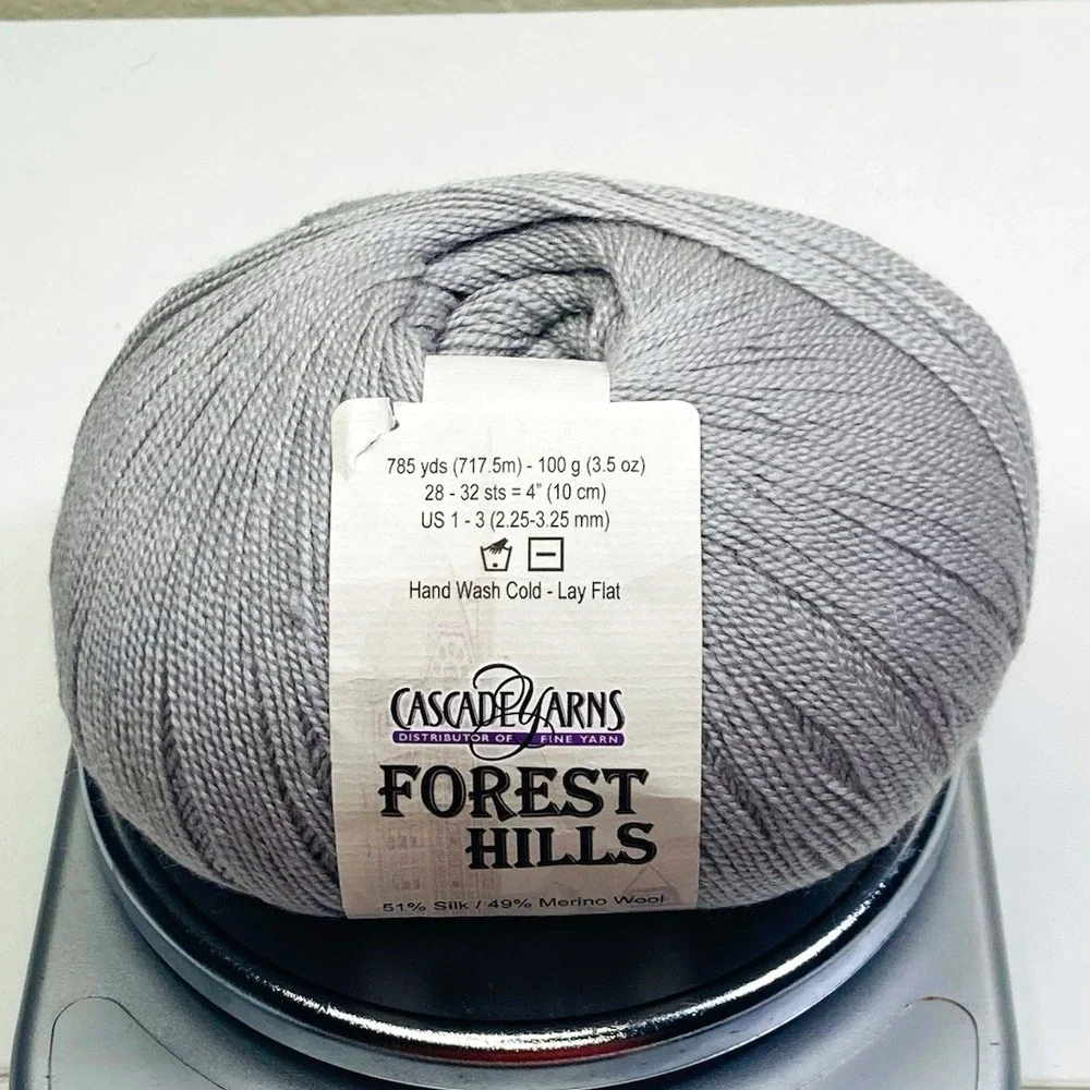 NEW Cascade Yarns Forest Hills 51% Silk 49% Merino Wool Gray Sock Yarn